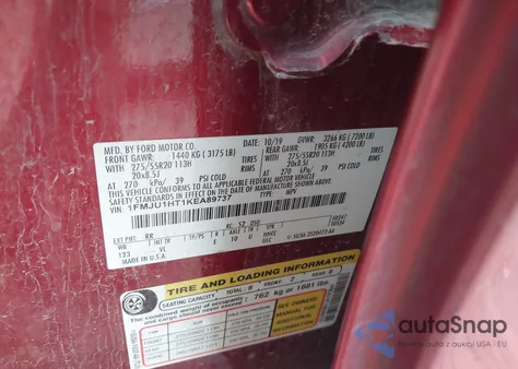 2019 Ford Expedition Xlt из США, поврежденный, VIN 1FMJU1HT1KEA89737